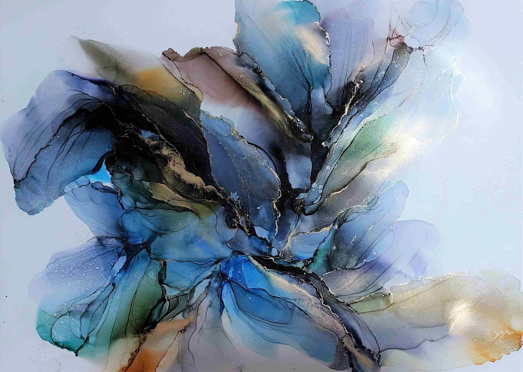 “Aria” by Saya — Alcohol ink on Yupo paper, 2022